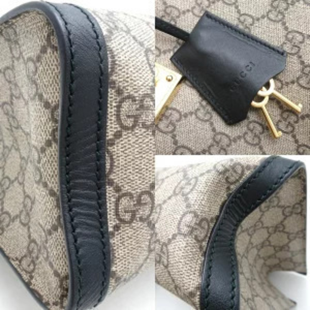 Gucci Supreme Shoulder Ebony Collection Cruise Beige Leather Bag Canvas GG - Picture 4 of 9
